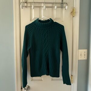 Vintage Green Cable Turtleneck Sweater
